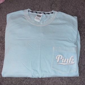 PINK Light Blue Pocket Long Sleeve Tee